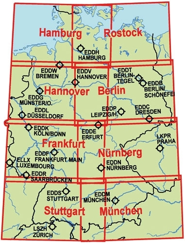 ICAO Karte Deutschland Segelflug, zwei Blatt, München-Stuttgart