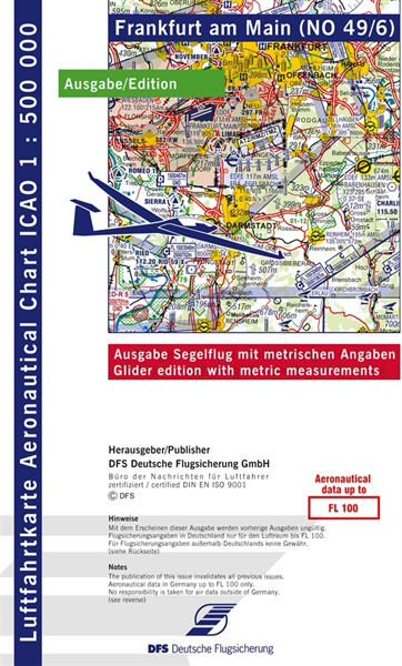 ICAO-Segelflugkarte Frankfurt 2022 Papier