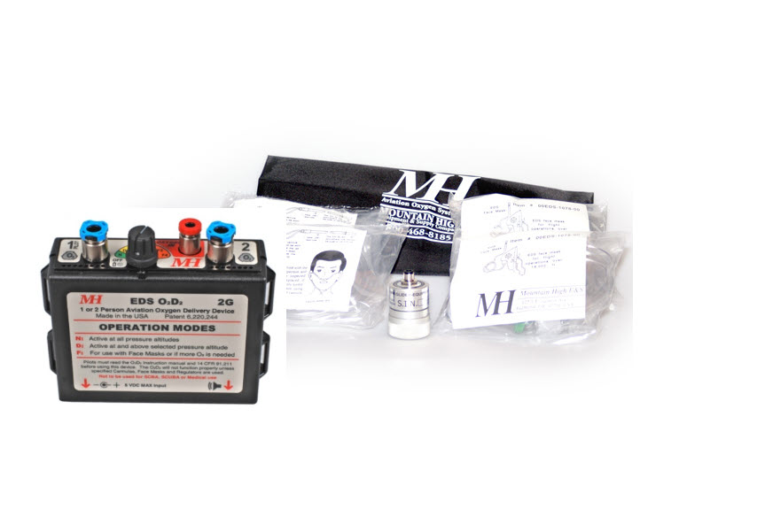 EDS Sauerstoffsystem Set für 2 Piloten O2D2-2G mit Druckminderer DIN477